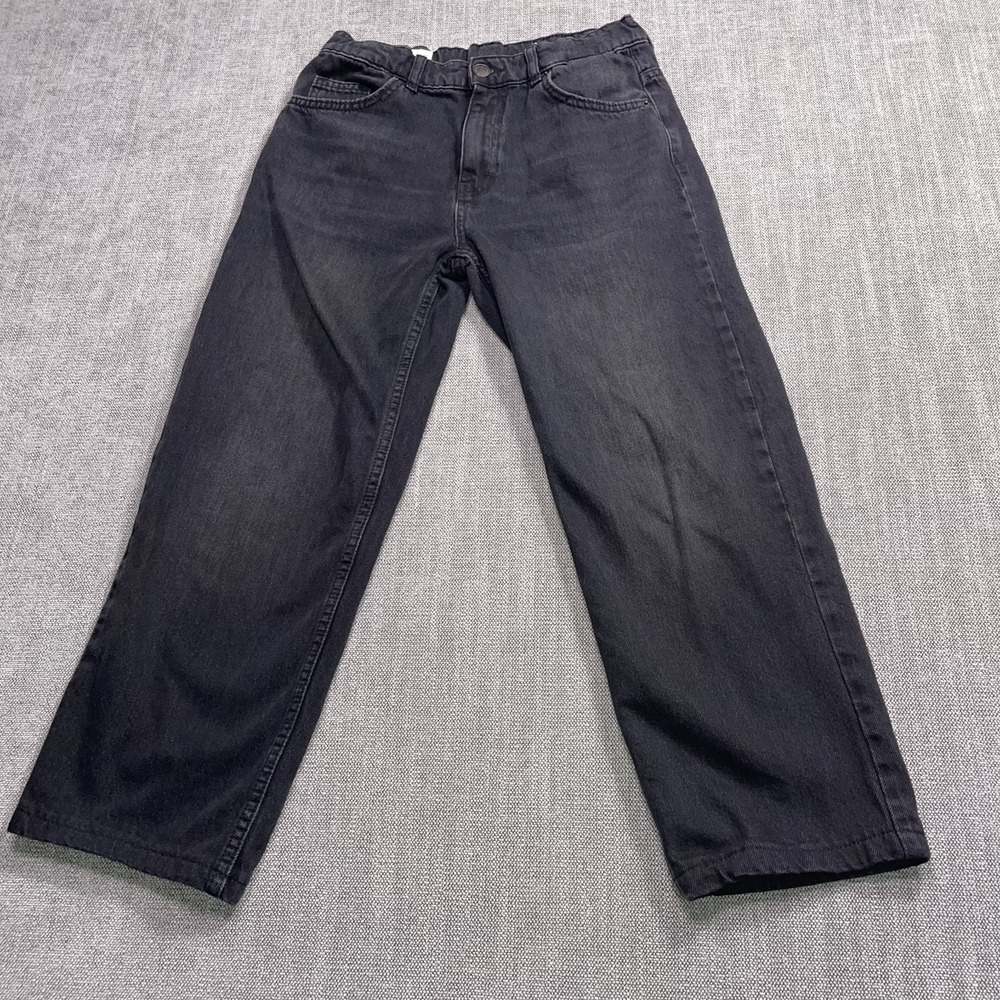 ZARA Boys Straight Leg Jeans Black Denim Dark Wash Streetwear Size 13-14